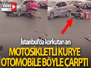 İstanbul'da motosikletli kuryenin yaşadığı kaza kamerada