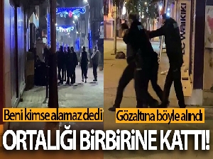Polis ekiplerine zor anlar yaşatan alkollü şahıs biber gazıyla etkisiz hale getirildi
