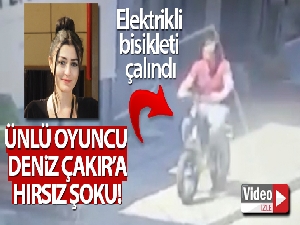 Ünlü oyuncu Deniz Çakır'ın bisikletinin çalındığı anlar kamerada