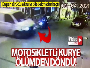 Motosikletli kuryenin ölümden döndüğü kaza kamerada