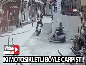 İki motosiklet böyle çarpıştı!