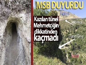 Suriye'den Türkiye istikametine kazılan tünel Mehmetçiğin dikkatinden kaçmadı