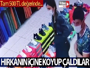 500 liralık ayakkabıyı hırkanın içine saklayıp çaldılar