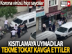 Kısıtlamaya uymayan gençlerin tekme tokat kavgası kamerada