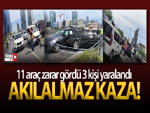11 aracın karıştığı akılalmaz kaza kamerada: 4 yaralı