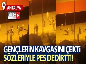 Gençlerin uçan tekmeli kavgasını çekti, sözleriyse pes dedirtti