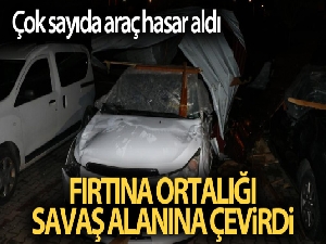 Yozgat'ta etkili olan fırtına çatıları uçurdu, çok sayıda araca hasar verdi