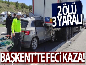 Başkentte cip tıra arkadan çarptı: 2 ölü, 3 yaralı