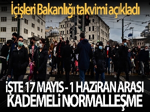 İçişleri Bakanlığı 17 Mayıs - 1 Haziran arası normalleşme takvimini açıkladı