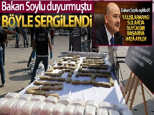 Akdeniz'de ele geçirilen 1,5 ton uyuşturucu Mersin'de sergilendi