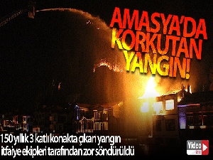 Amasya'da tarihi evlerin bulunduğu alandaki otelde yangın çıktı