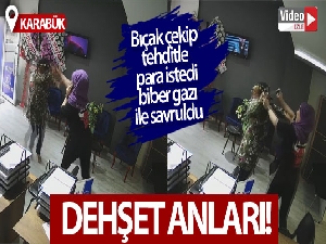 Kendisine bıçakla saldıran kadından biber gazı ile kurtuldu