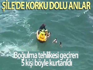 Şile'de boğulma tehlikesi geçiren 5 kişiyi itfaiye kurtardı