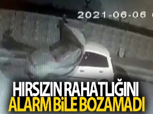 Hırsızın rahatlığını alarm bile bozamadı