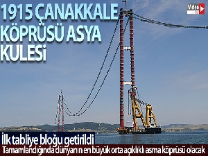 1915 Çanakkale Köprüsü Asya kulesine ilk tabliye bloğu getirildi