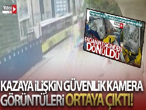 Kağıthane'de İETT otobüsünün metro inşaatı bariyerlerine çarptığı anlar kamerada