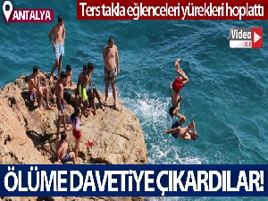 Ölüme davetiye çıkaran ters takla eğlenceleri yürekleri hoplattı