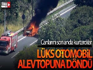 Şehitler Köprüsü bağlantı yolunda lüks otomobil alev topuna döndü