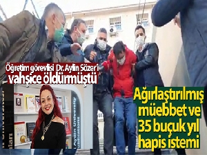 Dr. Aylin Sözer'i öldüren şüpheliye ağırlaştırılmış müebbet ve 35 buçuk yıl hapis istemi