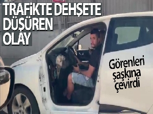 Ataşehir'de kapısı olmadan trafikte seyreden otomobil görenleri şaşkına çevirdi