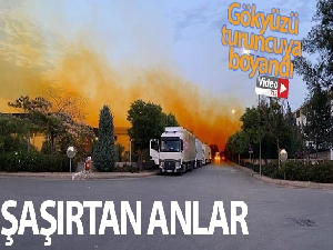 Kimyasal madde tankından sızan asit gökyüzünü turuncuya boyadı