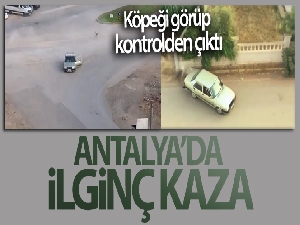 Drift yaparken köpeği görüp kontrolden çıktı, duvara çarparak durabildi