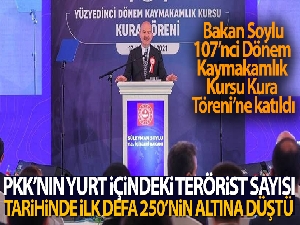 Bakan Soylu: 'Bugün PKK'nın yurt içindeki terörist sayısı, tarihinde ilk defa 250'nin altına düşmüştür'