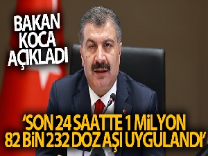 Sağlık Bakanı Koca: “Son 24 saatte 1 milyon 82 bin 232 doz aşı uygulandı”