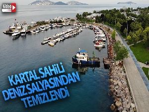 Kartal Sahili deniz salyasından temizlendi