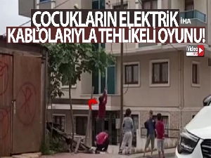 Arnavutköy'de çocukların elektrik kablolarıyla tehlikeli oyunu kamerada