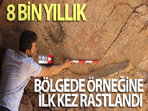 Erzurum'da 8 bin yıllık aşı boyasıyla yapılmış kaya resmi bulundu