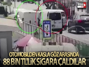 Şişli'de otomobilden kaşla göz arasında 88 bin TL'lik sigara çaldılar