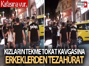 Kızların tekme tokat kavgasında erkekler 'Kafasına vur' tezahüratında bulundu