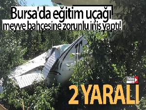 Bursa'da eğitim uçağı havalimanı yerine meyve bahçesine indi: 2 yaralı