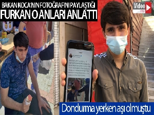Bakan Koca'nın fotoğrafını paylaştığı Furkan o anları anlattı