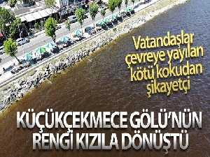 Küçükçekmece Gölü'nün rengi kızıla dönüştü