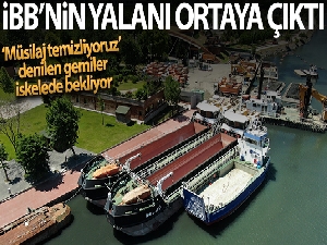 İBB'nin iskeleye bağlı olarak müsilaj temizleyen gemileri havadan görüntülendi