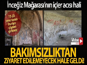 Harabeye dönen İnceğiz Mağarası havadan drone ile görüntülendi