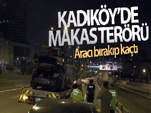 Kadıköy'de makas atarak ilerleyen sürücü kaza yaptı, aracı bırakıp kaçtı