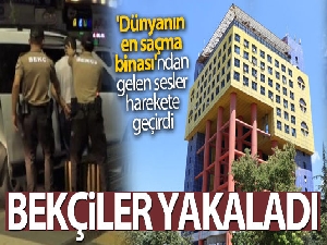 'Dünyanın en saçma binası'nın kapı ve pencerelerini çalarken yakalandılar