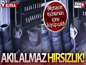 Lastikçinin bilgisayarını tişörtünün içine koyup çaldı