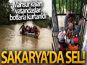 Selde mahsur kalan vatandaşlar botlarla kurtarıldı!