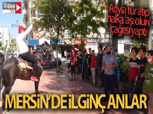 Atıyla tur atıp halka 'aşı olun' çağrısı yaptı
