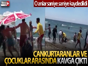 Kumburgaz'da cankurtaranlar ile çocuklar arasında kavga