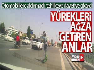 Kartal E-5'te tehlikeli scooter yolculuğu kamerada