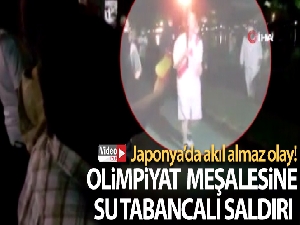 Olimpiyat meşalesine su tabancalı saldırı