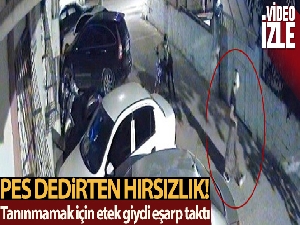 Tanınmamak için etek giydi eşarp taktı, motosiklet çaldı