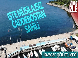 Müsilajsız Caddebostan Sahili havadan görüntülendi