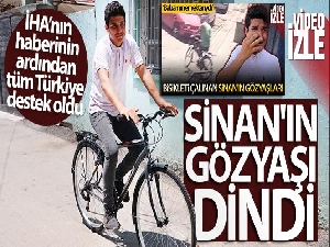 Bisikleti çalınan Sinan'ın gözyaşı dindi