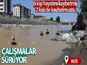 Rize'de yaşanan sel sonrası Güneysu Deresi'nde kayıp arama çalışmaları devam ediyor